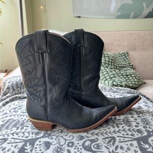 true vintage 90s black leather cowboy boots! size US 9 & made in mexico!